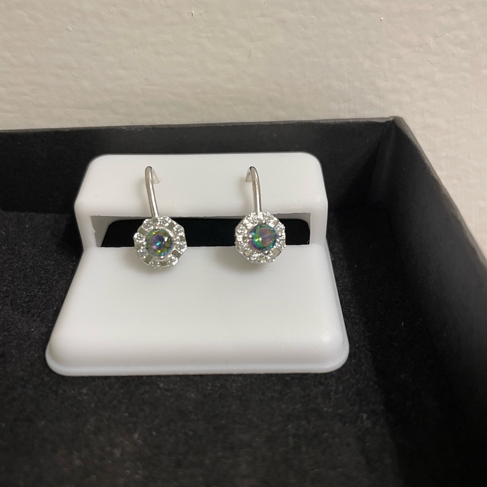 925 Sterling Silver Mystic Topaz CZ Earrings